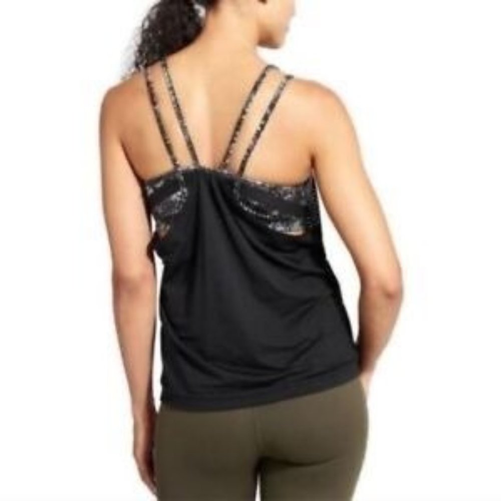 New Athleta Cobra Dot Invigorate Tank Black Bluit in Bra Yoga Athleisure Size M